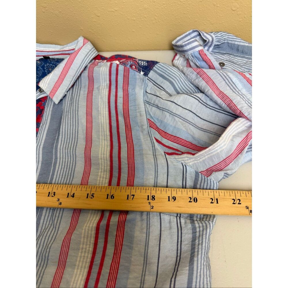 John Mark Patchwork Button-Up Shirt Striped & Pai… - image 8
